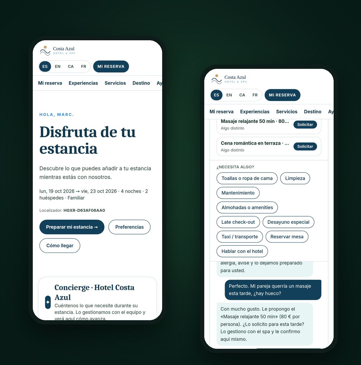 Experiencia del huésped en hotel